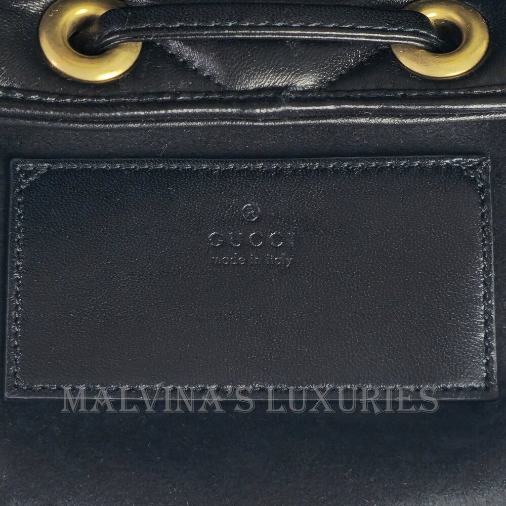 GUCCI BAG 777253 GG MARMONT LOGO BACKPACK BLACK QUILTED LEATHER - Picture 14 of 16